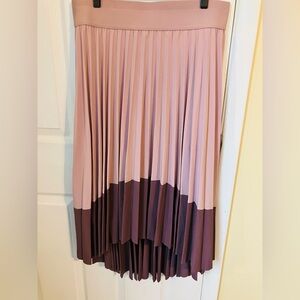 Athleta High Low Pleated Skirt in Pink and Brown